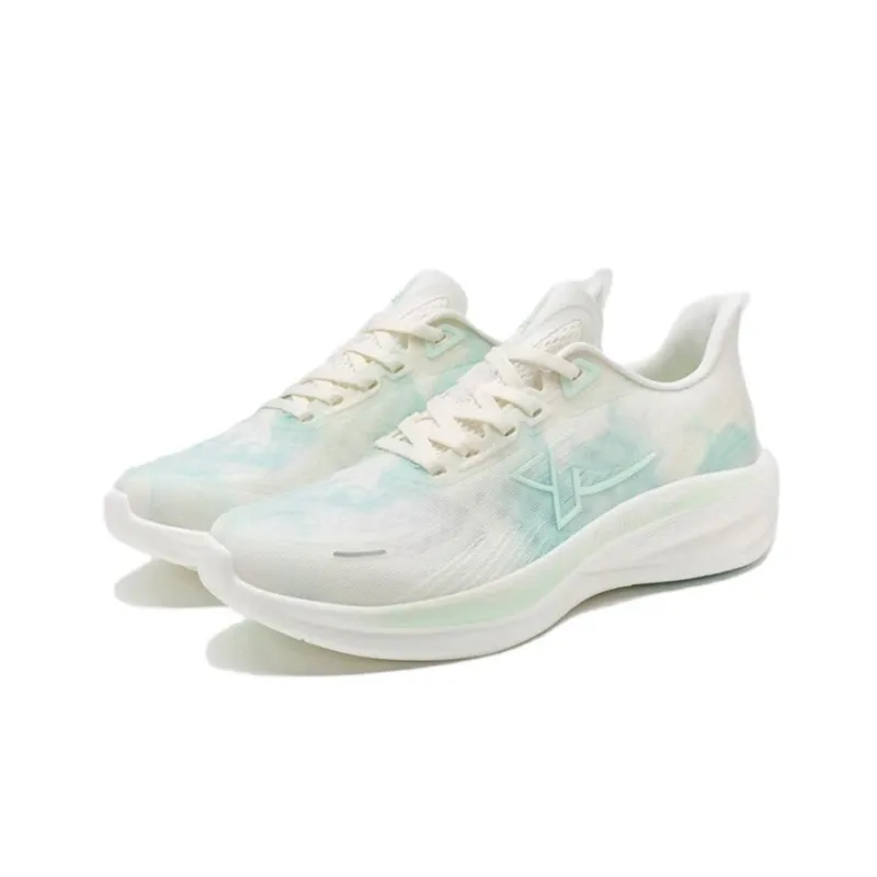 XTEP Light Wing Cushioned Slip Resistant Abrasion Resistant Low Top Running Shoes Women's White Blue Green-1