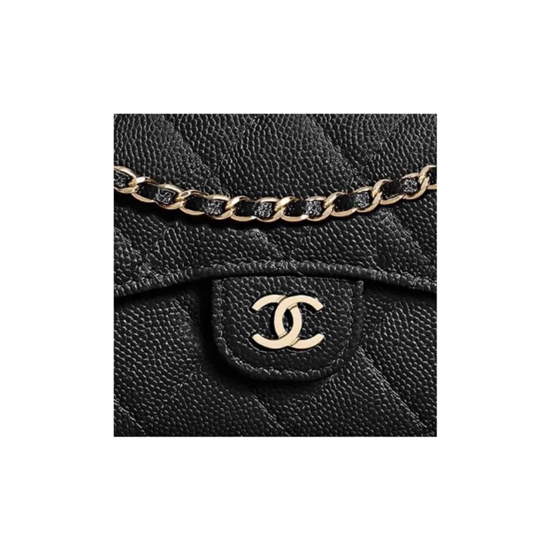 CHANEL Caviar Calfskin Shoulder Bag, Crossbody Bag, Wallet Women's Black-3