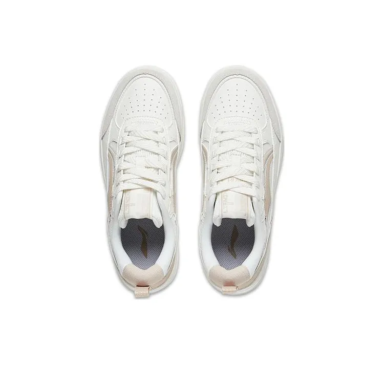 LiNing Tianji 2.0 Durable Breathable Low Top Skateboard Shoes Women's White Umber-2