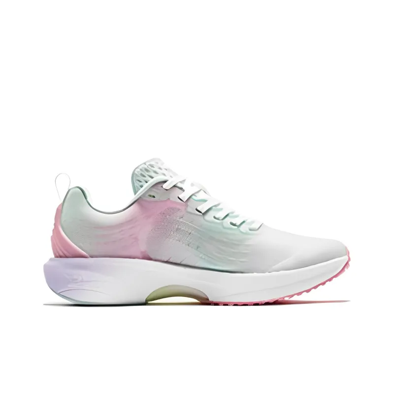 QIAODAN Cushioned Wear Resistant Breathable Low Top Running Shoes Women's White Green-1