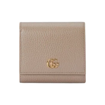 GUCCI Leather Wallet Medium Size Women's Beige