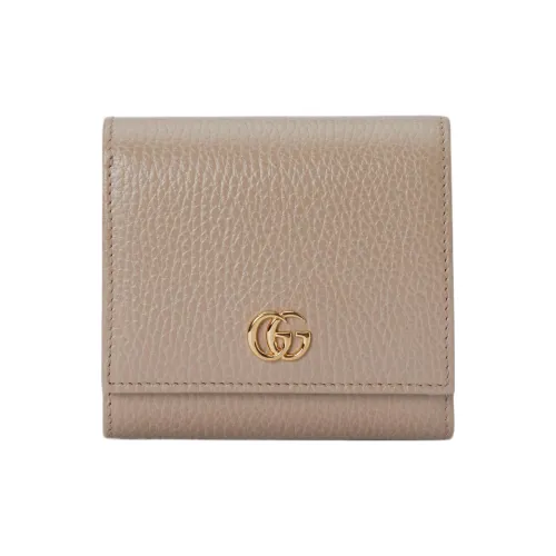 GUCCI Leather Wallet Medium Size Women's Beige