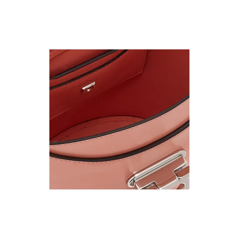 FERRAGAMO Trifolio Smooth Finish Calfskin Handbag Shoulder Bag Women's Pink-4