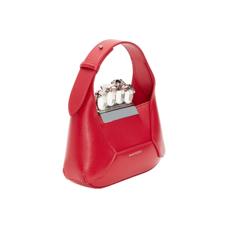 Alexander McQueen Cow Leather Hobo Bag, Shoulder Bag, Crossbody Handbag Mini Women's Red-1