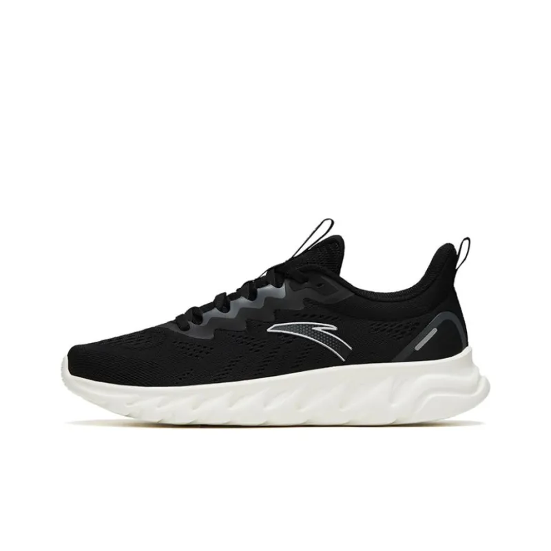 Anta Running Collection Anti Slip Wear Resistant Low Top Running Shoes Men's Black White-0
