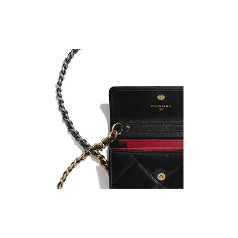 CHANEL 19Bag Goatskin Crossbody Bags Unisex Black-4