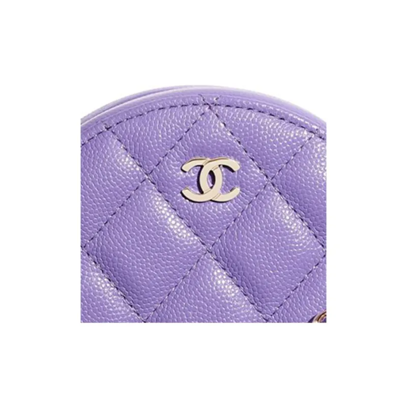 CHANEL 19Bag Cow Leather Evening Coin Purse Women's Purple-4