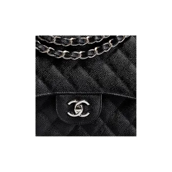 CHANEL Classic Flap CF Grain Embossed Cow Leather Flap Bag, Shoulder Bag, Crossbody Bag Tubas Women's Black