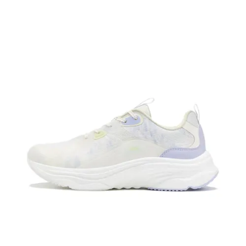 XTEP Cushioned Slip Resistant Abrasion Resistant Low Top Casual Running Shoes Women's White Cyan Purple