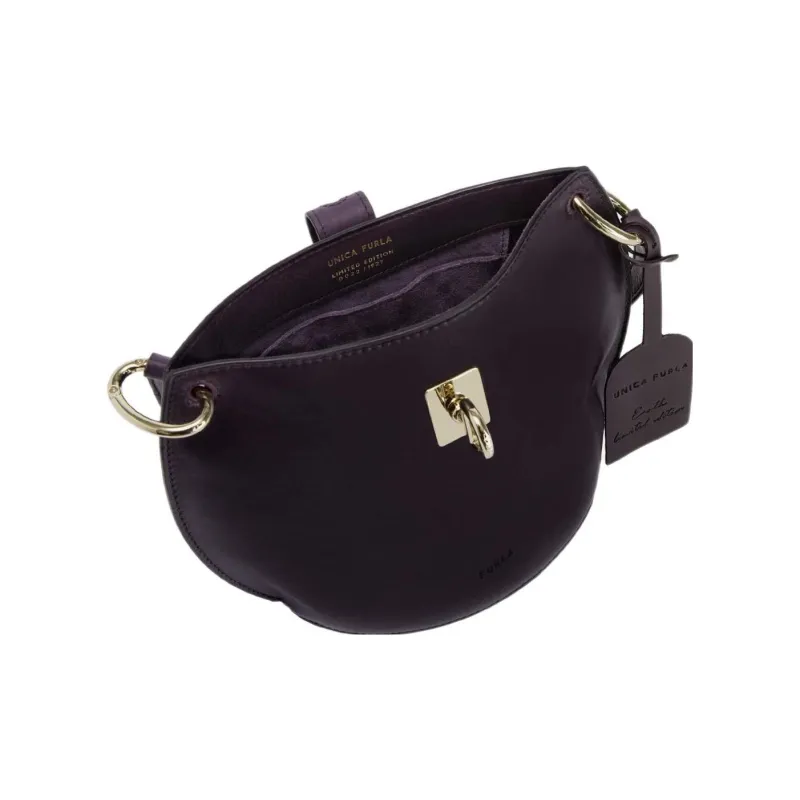 Furla Net Collection Leather Bucket Bags Shoulder Bag Crossbody Bag Mini Women's Dark Purple-3