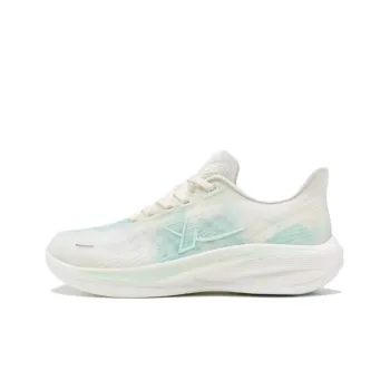 XTEP Light Wing Cushioned Slip Resistant Abrasion Resistant Low Top Running Shoes Women's White Blue Green