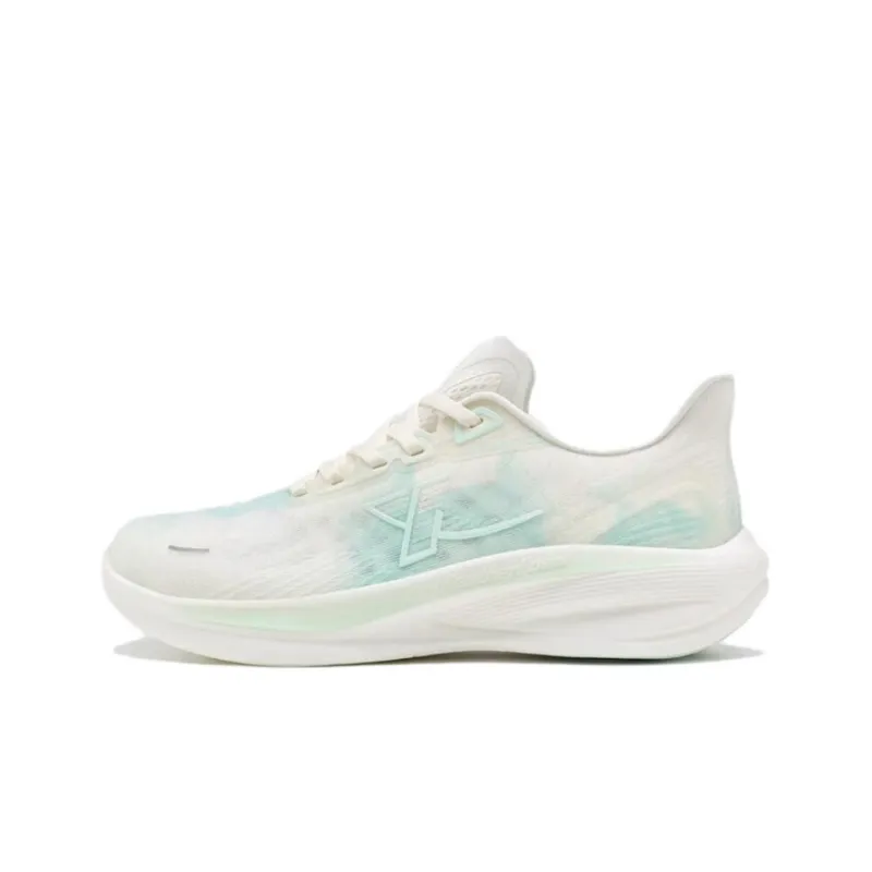 XTEP Light Wing Cushioned Slip Resistant Abrasion Resistant Low Top Running Shoes Women's White Blue Green-0