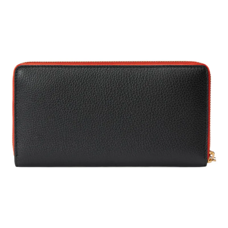 GUCCI Leather Wallet Men's Black/Dark Orange-2