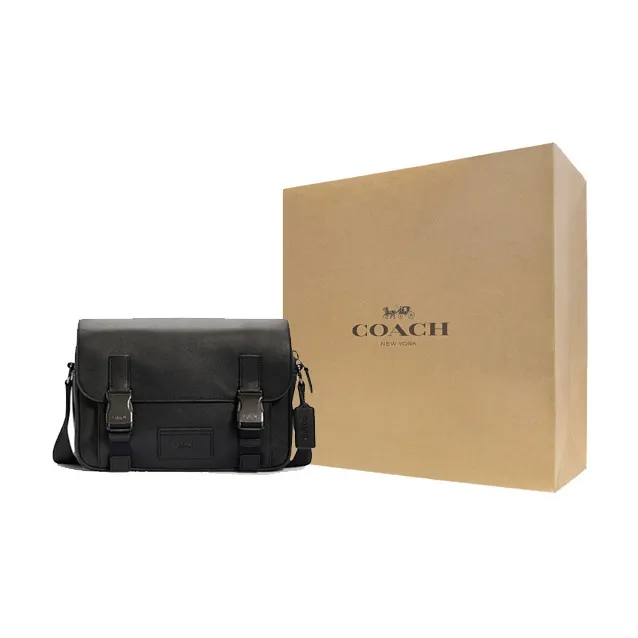 COACH Track Cow Leather Laptop Bags Briefcases Messenger Bag Shoulder Bag Crossbody Bag Medium Size Men's Black-0
