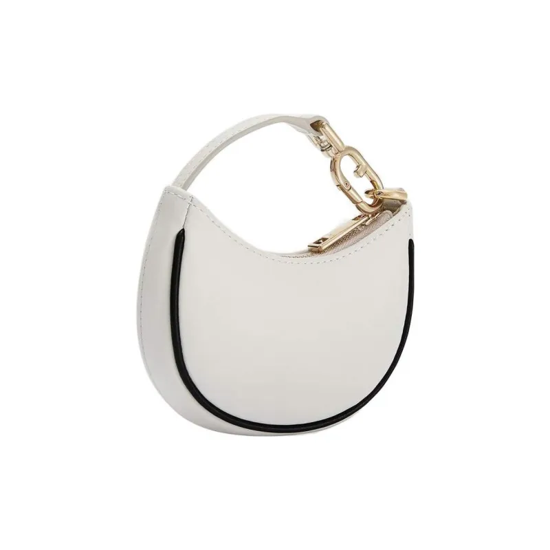 Furla Primavera Calfskin Handheld Handbag Mini Women's White & Black-2