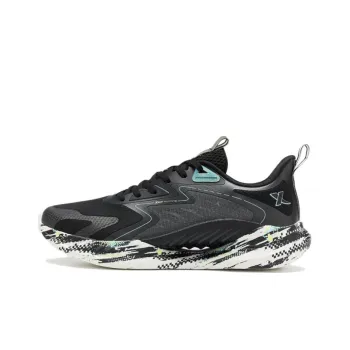 XTEP Chi Feng 6.0 Cushioned Slip Resistant Abrasion Resistant Low Top Running Shoes Men's Black White Green