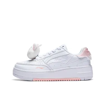DISHINI x LiNing Thicker Bottom Increases Durable Breathable Low Top Skateboard Shoes Women's White