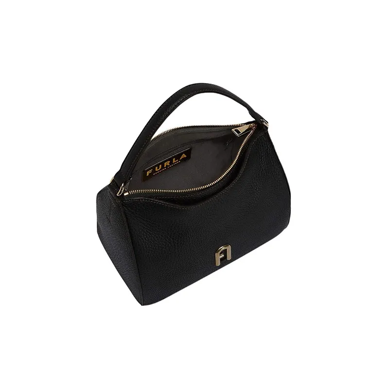 Furla Primula Grained Calfskin Bucket Bags Shoulder Bag Crossbody Bag Handbag Small Size Women's Black-3