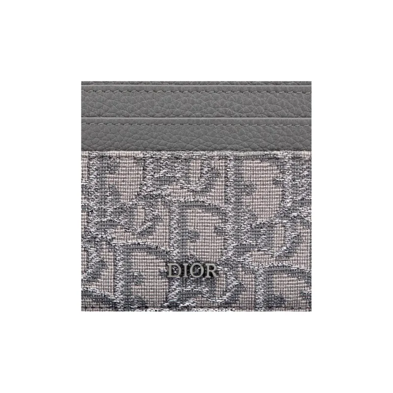 DIOR Monogram All Over Print Fabric & Smooth Cow Leather With Card Slot Card Holder Men's Metallic-2