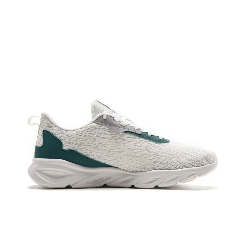 XTEP Breathable Lightweight Low Top Running Shoes Men's Sail White Velour Pine Wood Color-1