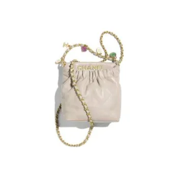 CHANEL Lambskin Tote Bag, Shopping Bag, Bucket Bag, Shoulder Bag, Crossbody Bag Trumpets Women's Milk Tea