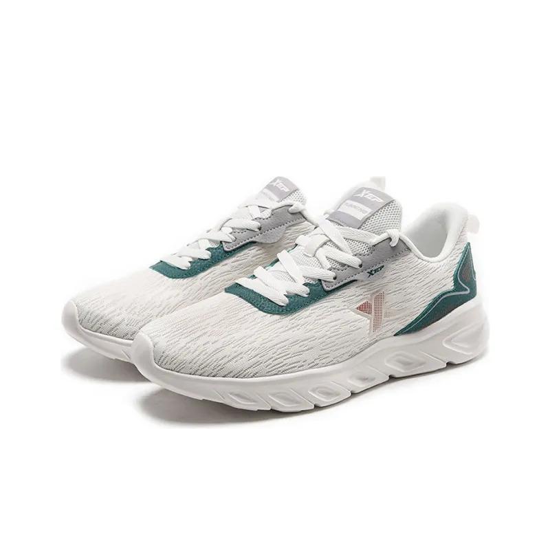 XTEP Breathable Lightweight Low Top Running Shoes Men's Sail White Velour Pine Wood Color-2