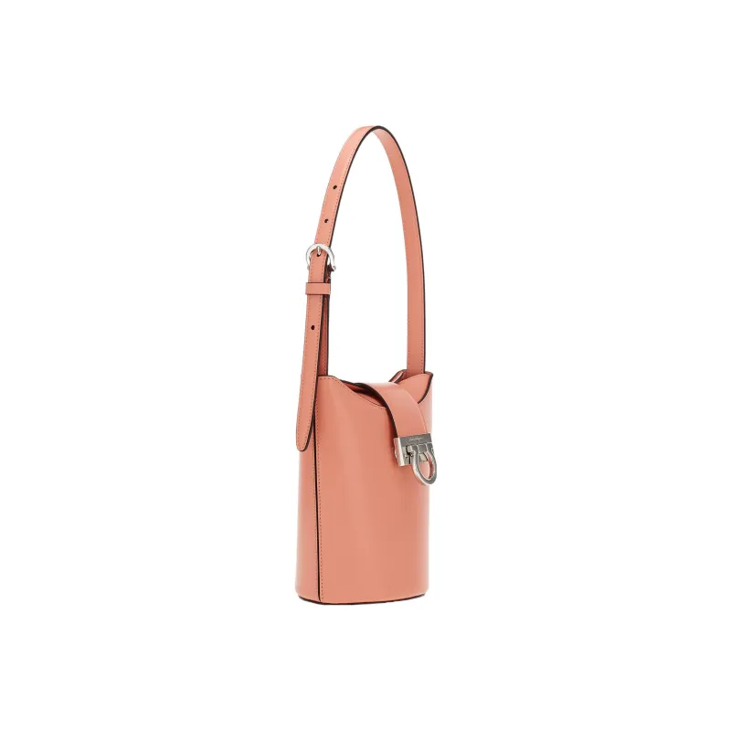 FERRAGAMO Trifolio Smooth Finish Calfskin Handbag Shoulder Bag Women's Pink-2