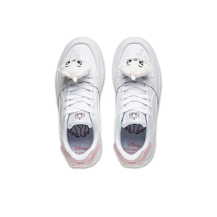 DISHINI x LiNing Platform Height Increase Abrasion Resistant Breathable Low Top Skateboard Shoes Women's White-2