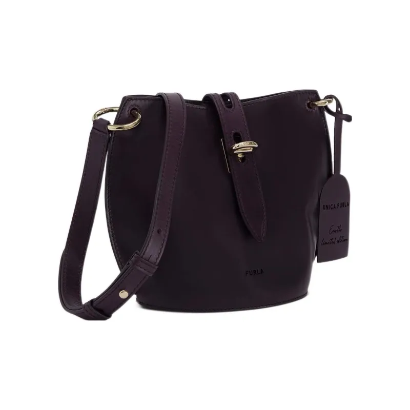 Furla Net Collection Leather Bucket Bags Shoulder Bag Crossbody Bag Mini Women's Dark Purple-1