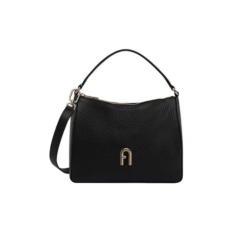 Furla Primula Grained Calfskin Bucket Bags Shoulder Bag Crossbody Bag Handbag Small Size Women's Black-0