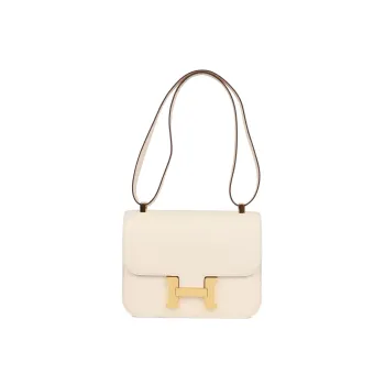 HERMES Constance Epsom Leather Crossbody Bag, Shoulder Bag Women's I2 Nata Cream