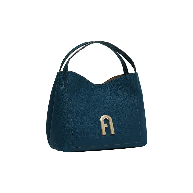 Furla Primula Textured Calfskin Bucket Bags Shoulder Bag Crossbody Bag Handbag Small Size Women's Marine Blue-1