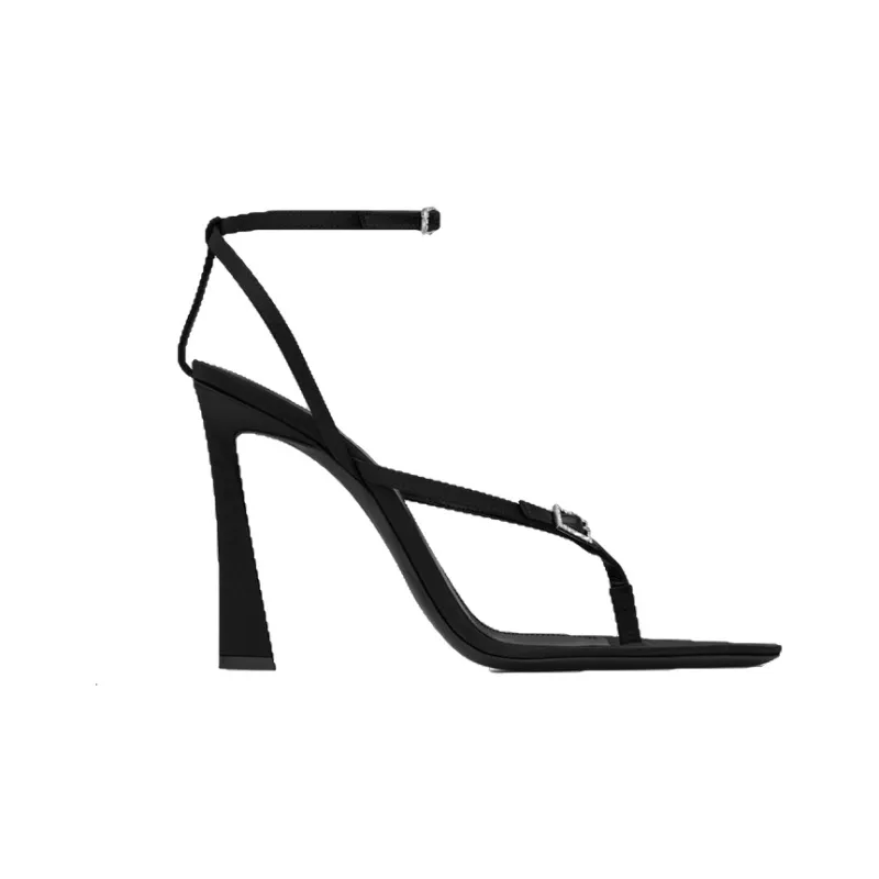 SAINT LAURENT Nadja 105 Satin Sandals-1