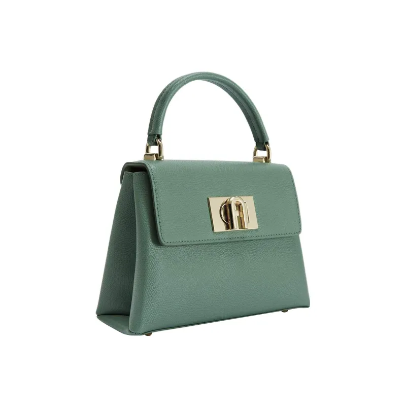 Furla 1927 Collection Textured Leather Shoulder Bag, Crossbody Bag, Handbag Mini Women's Pea Green-1