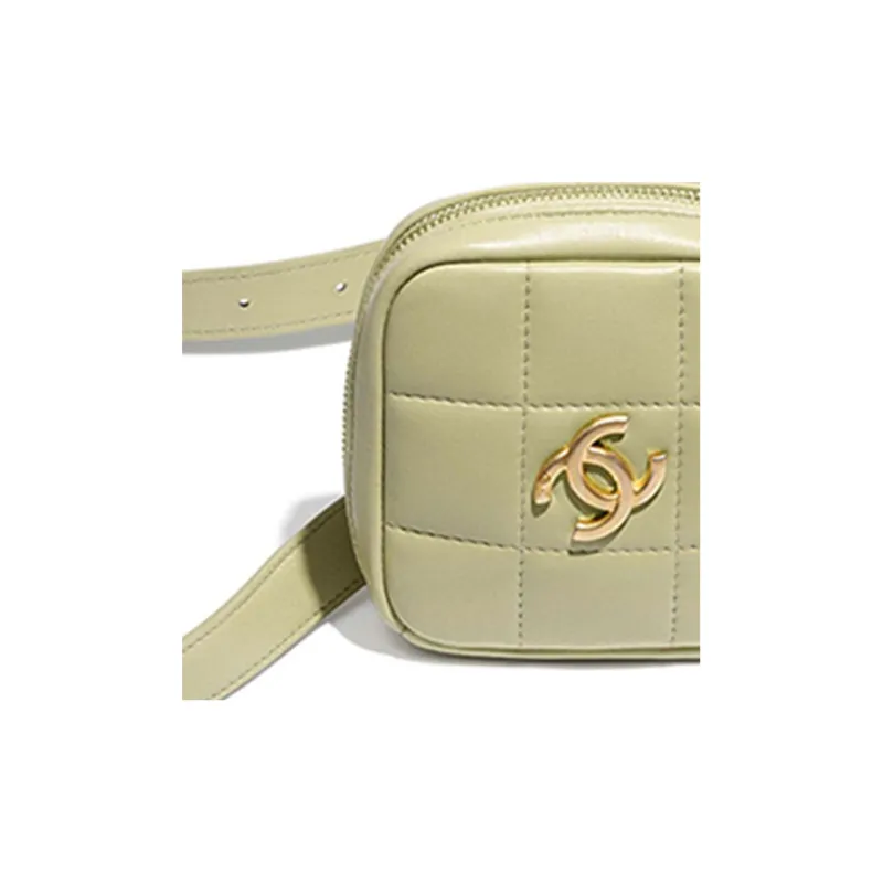 CHANEL Lambskin Belt Coin Purse Women's Green-4