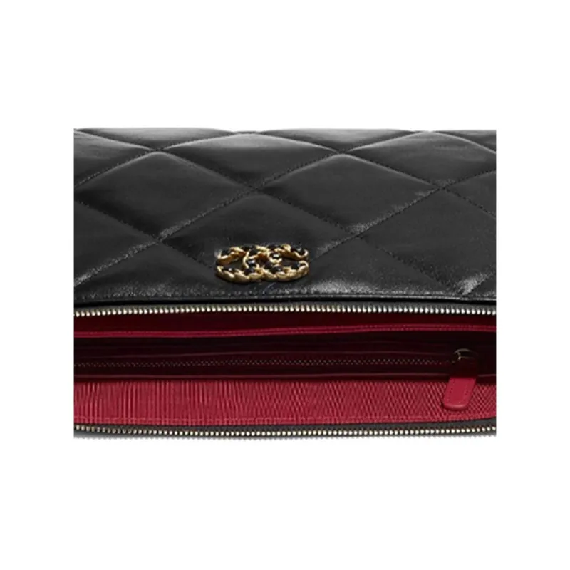 CHANEL 19Bag Goatskin Clutch Women's Black-4