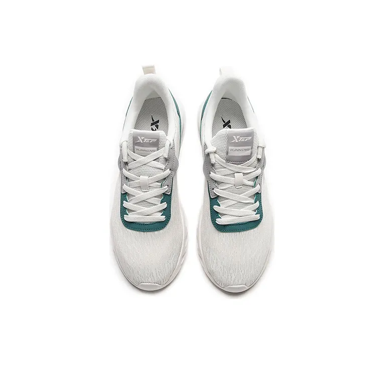 XTEP Breathable Lightweight Low Top Running Shoes Men's Sail White Velour Pine Wood Color-3