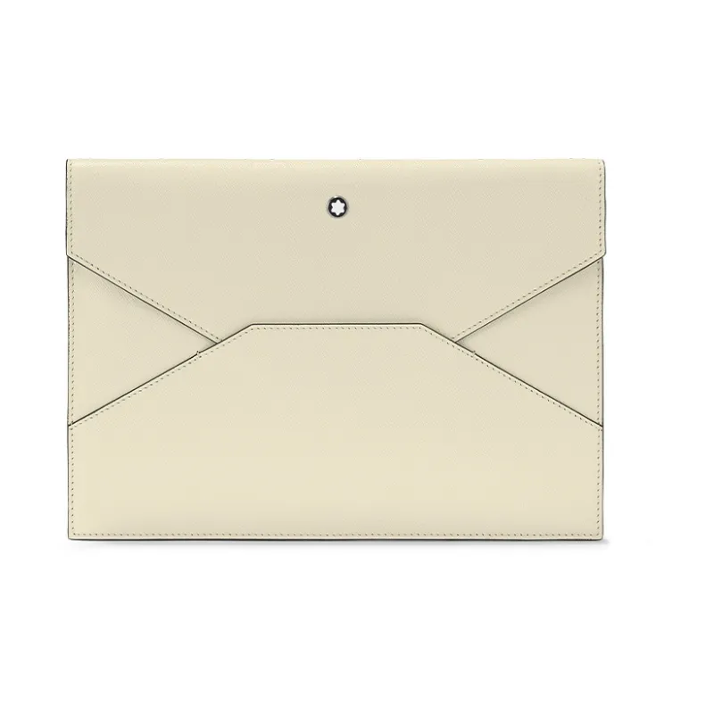 MONTBLANC Cow Leather Clutch Briefcase Men's Ecru-0