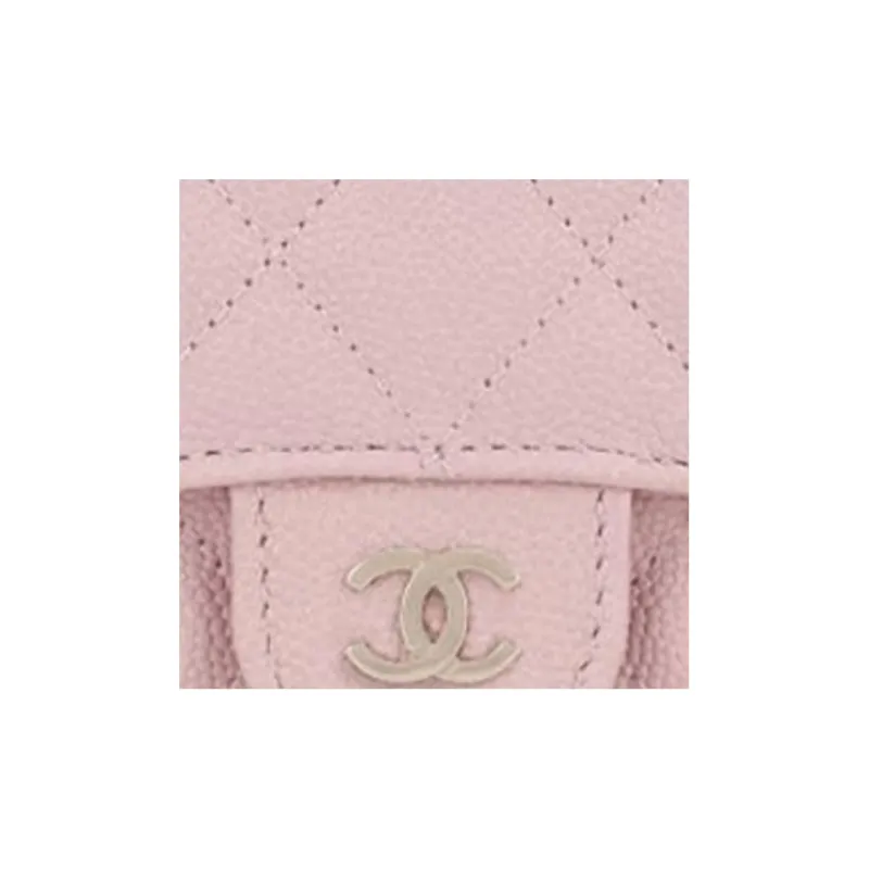 CHANEL 22SS Litchi Grain Calfskin Coin Purse Wallet Women's Cherry Blossom Pink-3