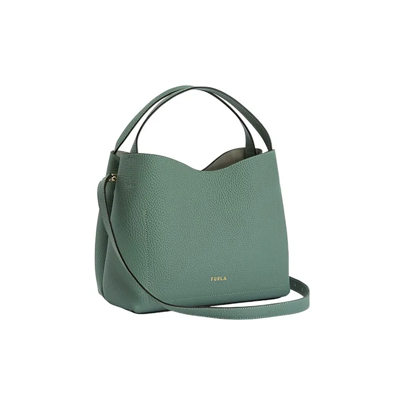 Furla Primula Textured Calfskin Bucket Bags Shoulder Bag Crossbody Bag Handbag Small Size Women's Pea Green-2