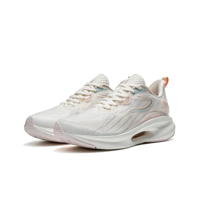 XTEP Qing Feng 6.0 Slip Resistant Cushioning Wear Resistant Low Top Running Shoes Women's White Pink-2