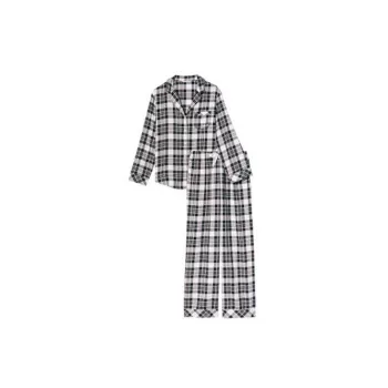 Victoria's Secret Pajama Set Women's Black White Plaid