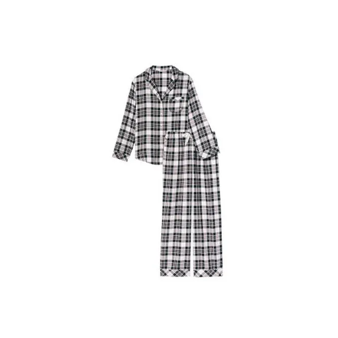 Victoria's Secret Pajama Set Women's Black White Plaid-0