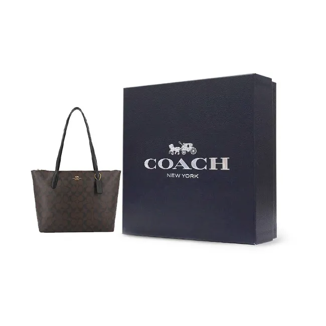 COACH PVC Tote Bag Shopping Bag Shoulder Bags Large Size Women's Dark Brown-7