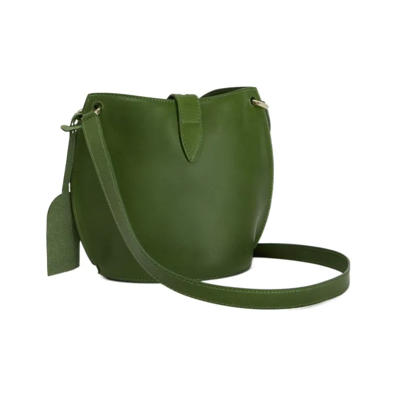 Furla Net Collection Cow Leather Bucket Bag, Shoulder Bag, Crossbody Bag Mini Women's Leaf Green-2