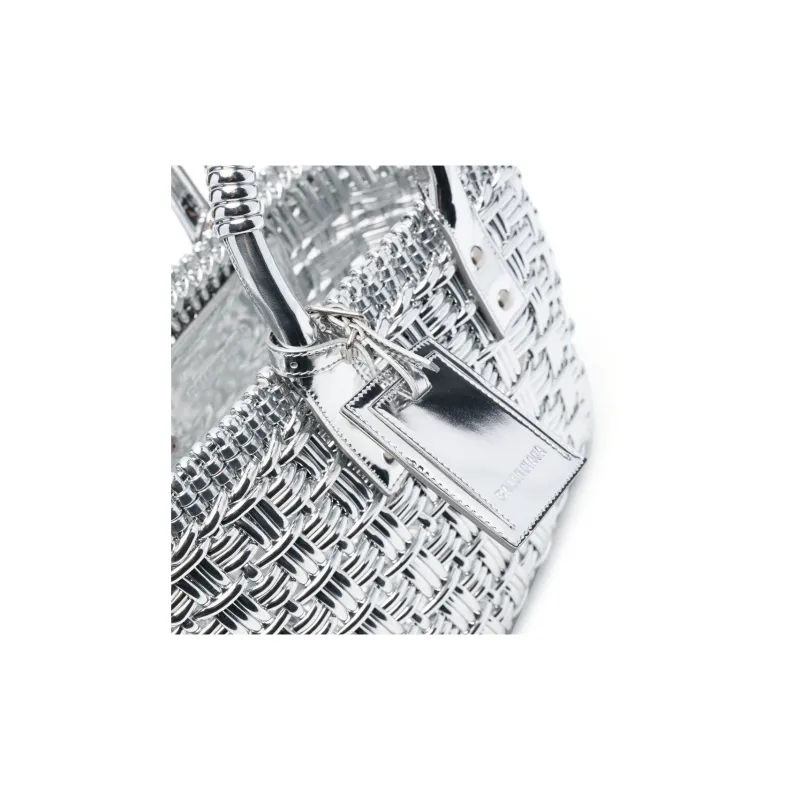 Balenciaga Calfskin Handbag Women's Silver-4