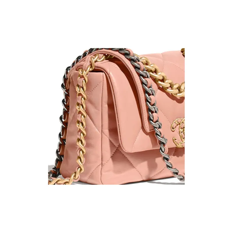 CHANEL 19Bag Goatskin Flap Bag, Shoulder Bag, Crossbody Bag Trumpets Women's Light Pink-2