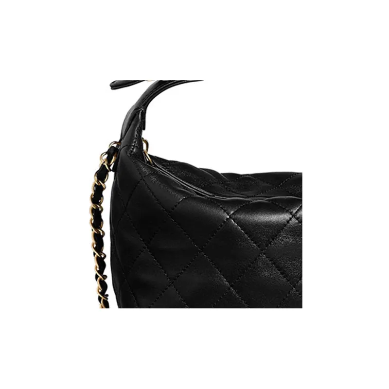 CHANEL Gabrielle Lambskin Hobo Bag Handbag Trumpets Women's Black-4