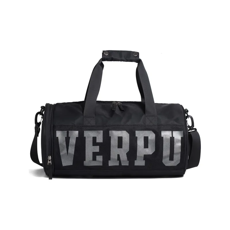 LOVERPUSS Nylon Gym Bag Yoga Bag Swim Bag Handbag Crossbody Bag Regular Unisex Black/Gray-5