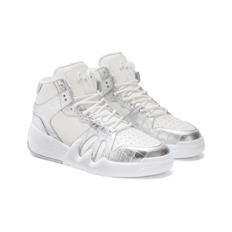Giuseppe Zanotti/GZ Talon High Top Stylish Skateboarding Shoes Men's Silver White-2